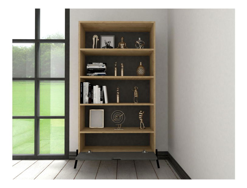 Souprava nábytku do obývacího pokoje Ponusetta (dub safírový + antracit)