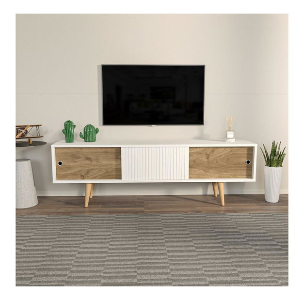 TV skříňka Ecranissa (bílá + ořech)