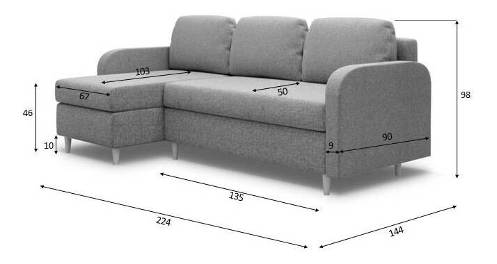 Rohová sedací souprava Marty (L) (šedočerná)