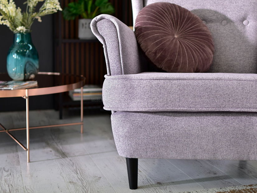 Křeslo ušák Margis (pudrová + buk)