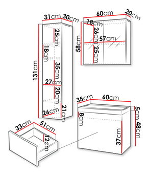 Koupelnový nábytek Dymysos I (dub wotan + bílá) (s baterií Maro Blo 020M)