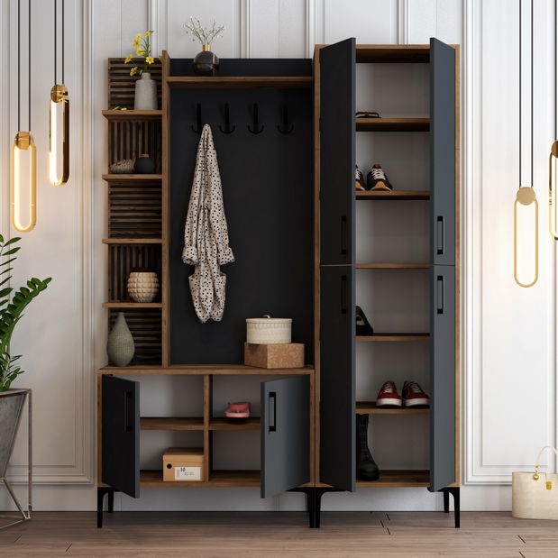 Předsíňová stěna Valery 5 (Ořech + Antracit)