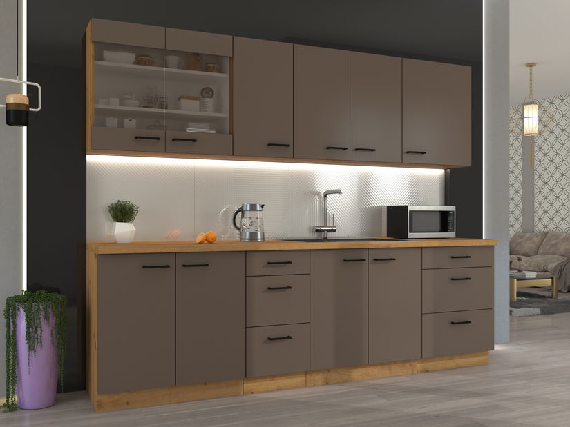 Horní kuchyňská skříňka Barb 30 G-72 1F (dub artisan + truflová)