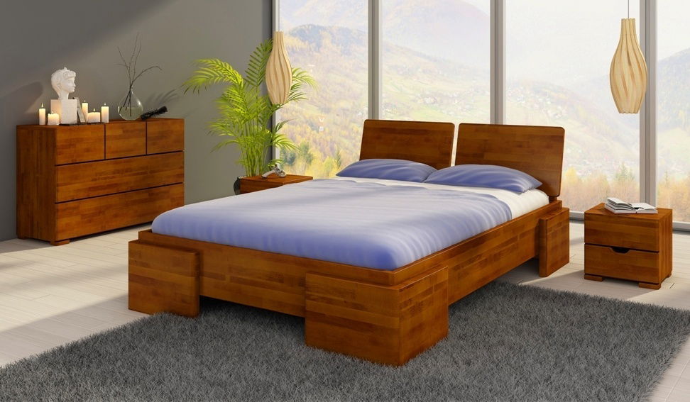 Manželská postel 180 cm Naturlig Jordbaer High (buk)