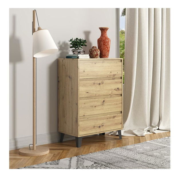 Komoda Brisas 4 (dub artisan + černá)