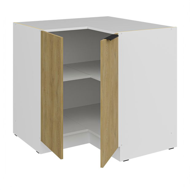 Rohová dolní kuchyňská skříňka Carminia 90x90 DN 2F BB (dub cremona + bílá)