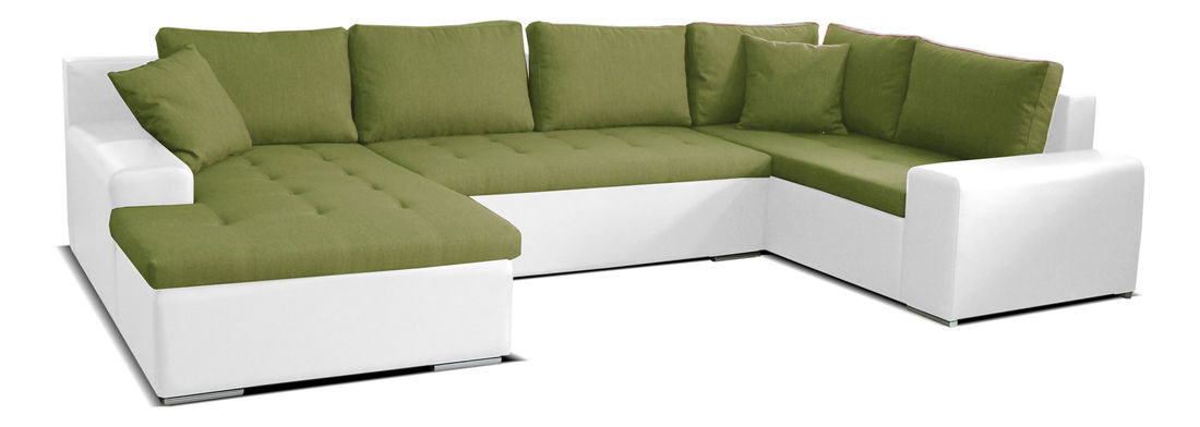 Rohová sedací souprava U Moreno L+2+BL (zelená + bílá) (L)