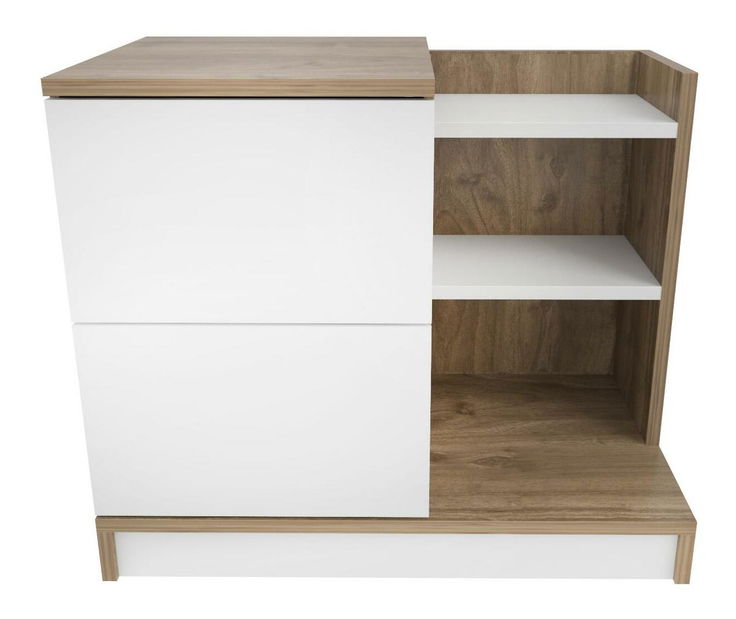 Noční stolek Rendy (bílá + dub)