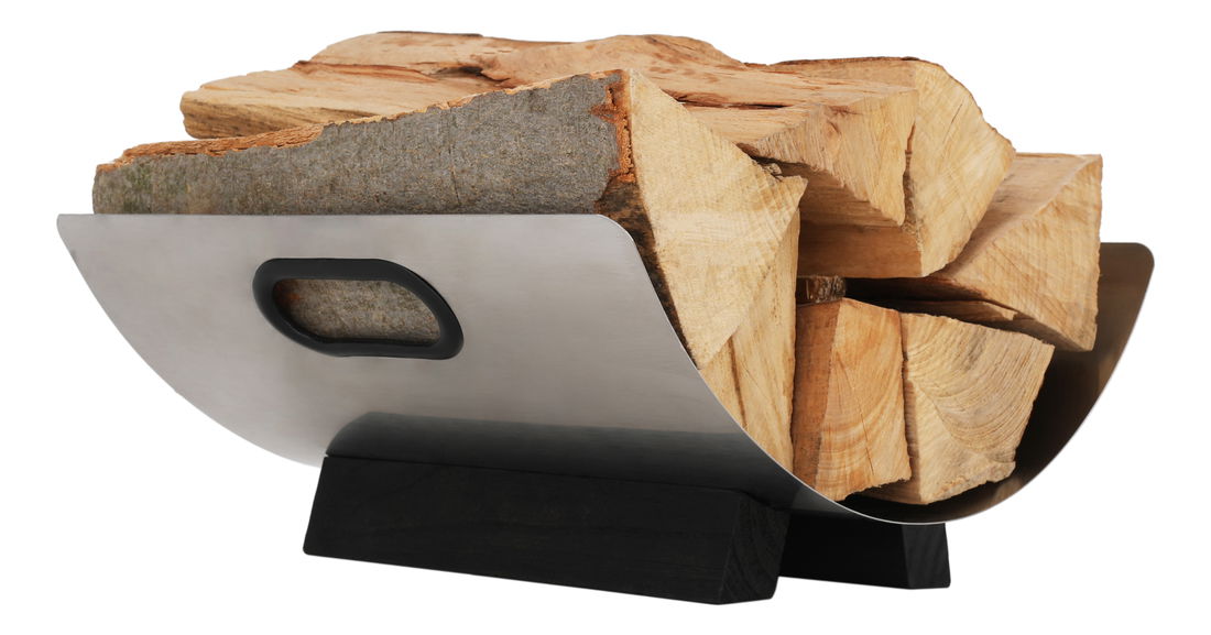 Koš na dřevo Vivien (stříbrná + šedá)