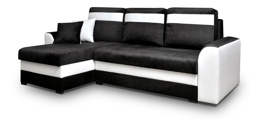 Rohová sedačka Madlyn (černá + bílá) (L)