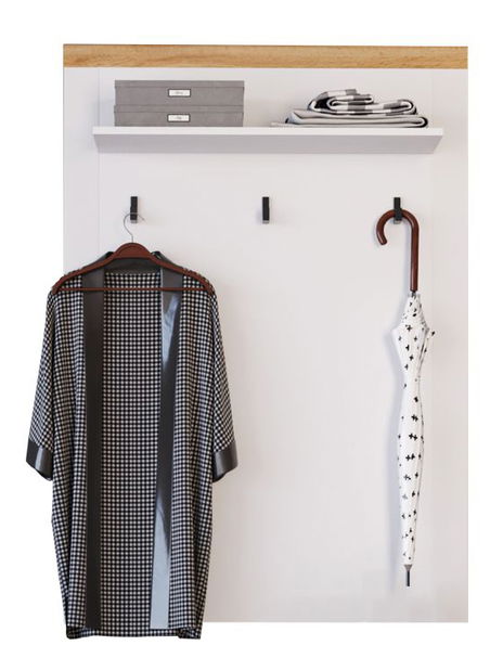 Věšáková stěna Valgo 90 (bílá + dub wotan)