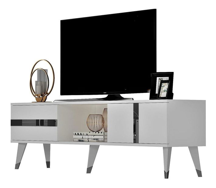 TV stolek/skříňka Vekika 2 (bílá + stříbrná)