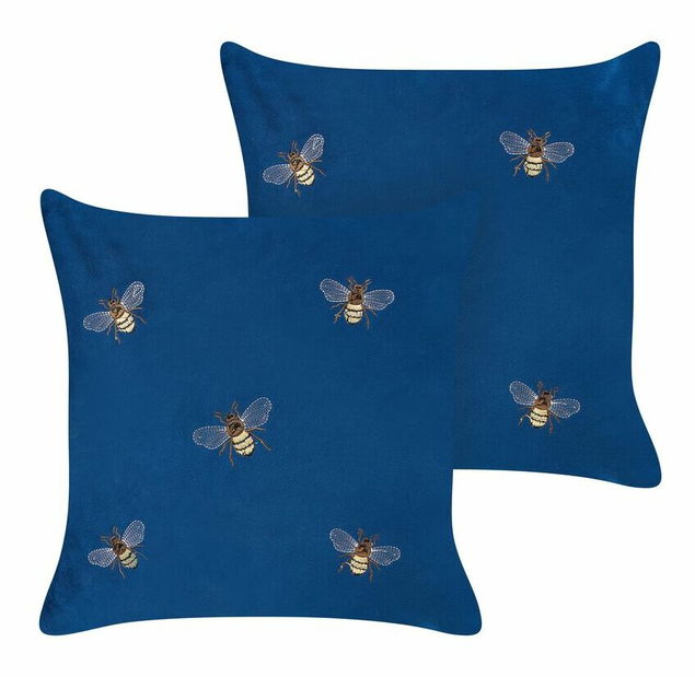 Sada 2 ozdobných polštářů 45 x 45 cm Talin (modrá)