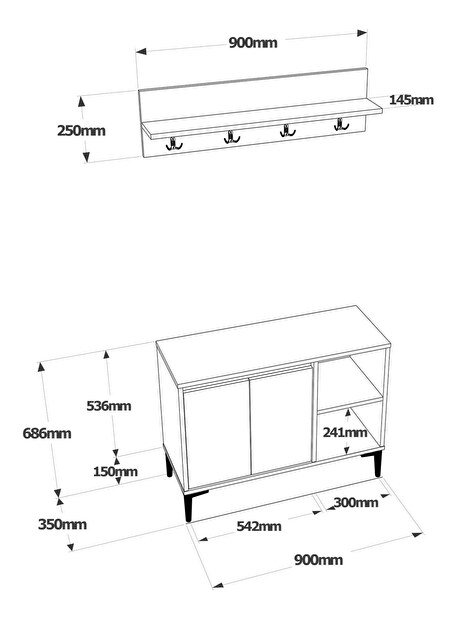 Předsíňová sestava Ariel 11 (Hnědá + Antracit)