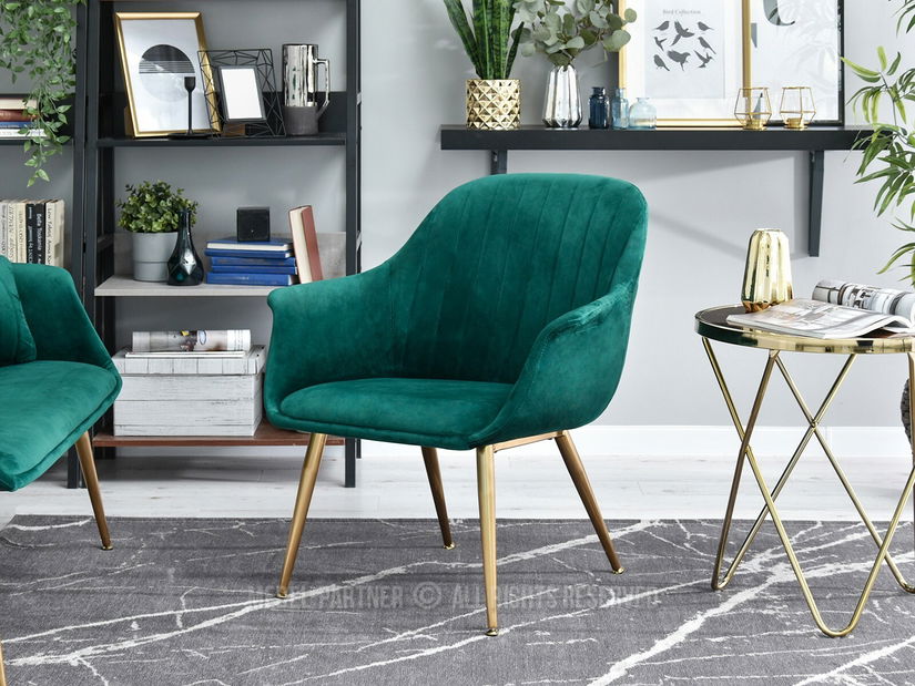 Křeslo Osmol F (zelená + zlatá)