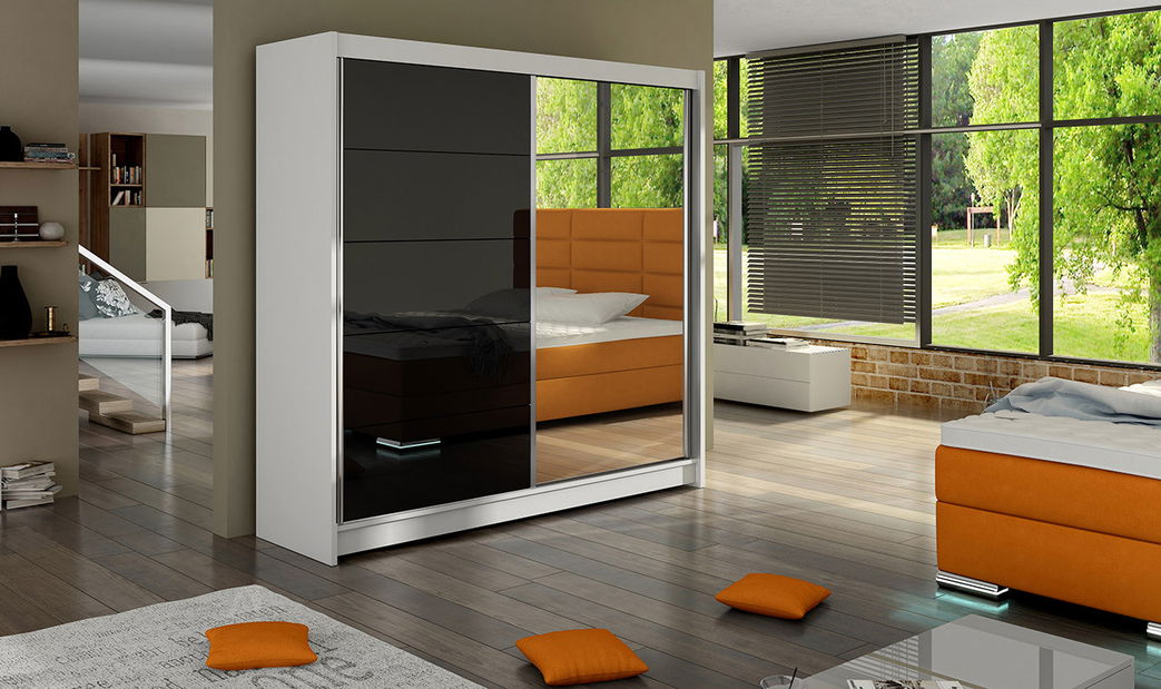 Šatníková skříň Florencia 5 (bílá + černá)