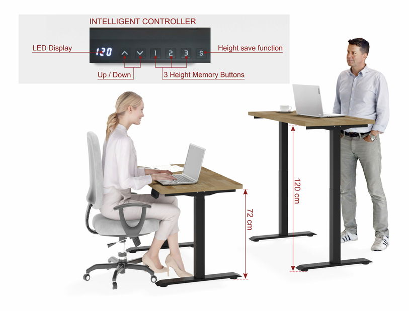 Elektrický PC stolek Natura 120 (dub + černá)