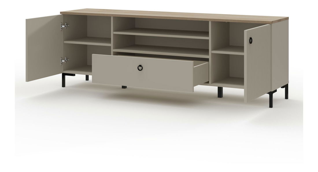 TV skříňka Demandaron 2 (taupe + dub silverjack)