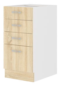 Dolní kuchyňská skříňka Sylrona 40 D 4S BB (bílá + dub sonoma)