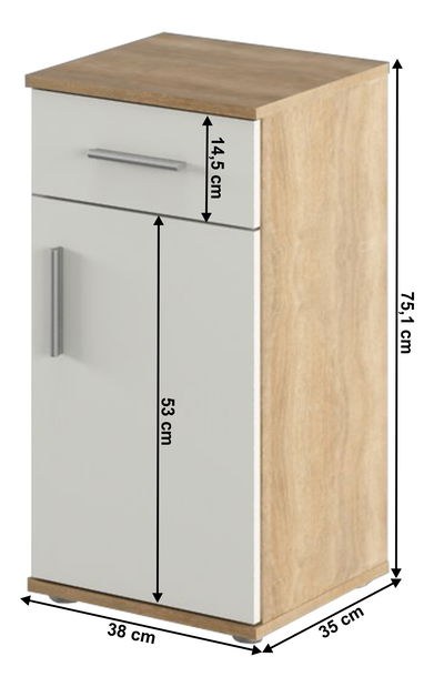 Spodní koupelnová skříňka Leah 03 (dub sonoma + bílá matná)