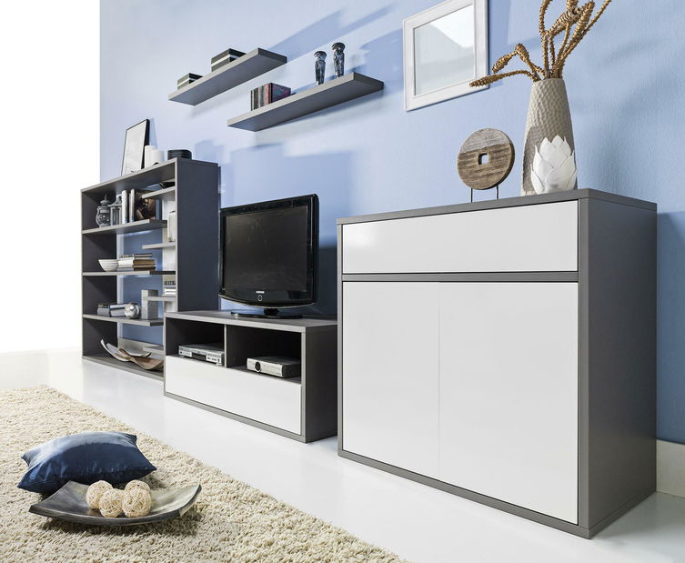 Jednolůžková postel 80cm Irlam Z22 (šedá + lesk bílý) (s roštem) (s úl. prostorem)