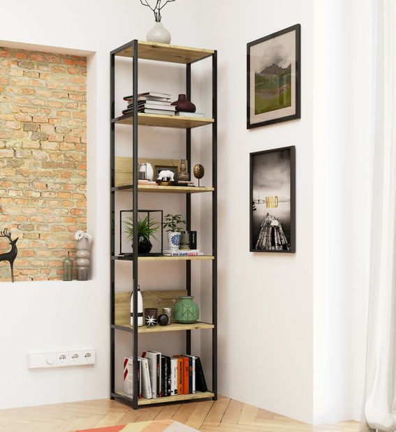 Regál Loriana II (černá + dub artisan)