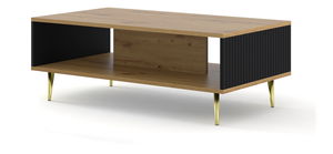 Konferenční stolek Rowanna (dub artisan + černá + zlatá)