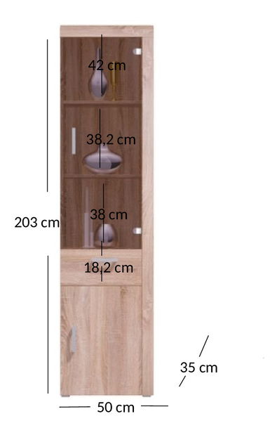Vitrína Dalila (dub sonoma)