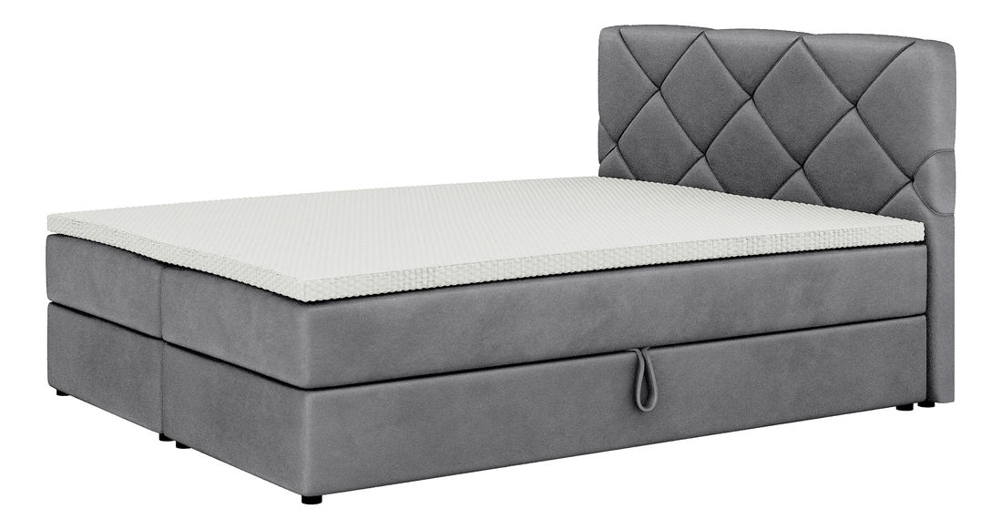Boxspring postel 140x200 cm Karum Comfort (tmavě šedá) (s roštem a matrací)