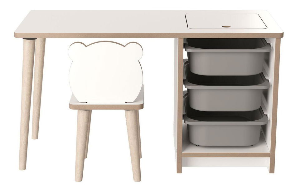 Dětský stolek se židlí Sonka 1 (bílá + šedá)