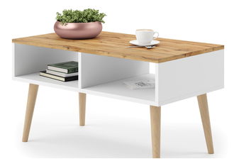 Konferenční stolek Shanti (bílá + dub zlatý) *výprodej