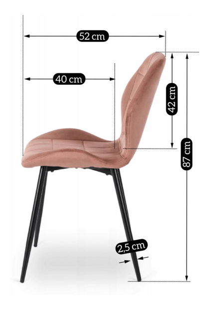 Jídelní židle Inolvidable (růžová + černá)