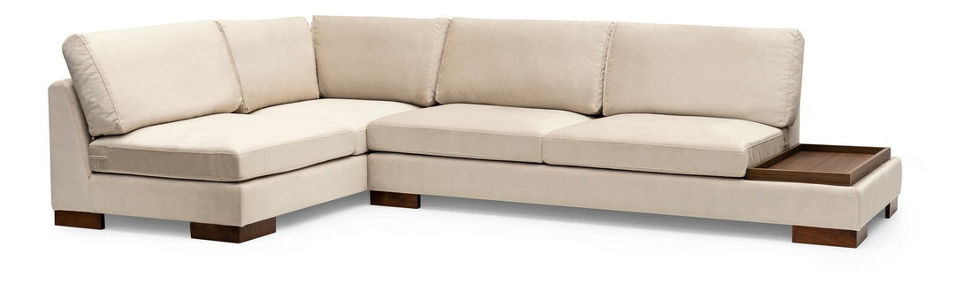 Rohová sedací souprava s taburetkou Tullia (tbéžová) (L)