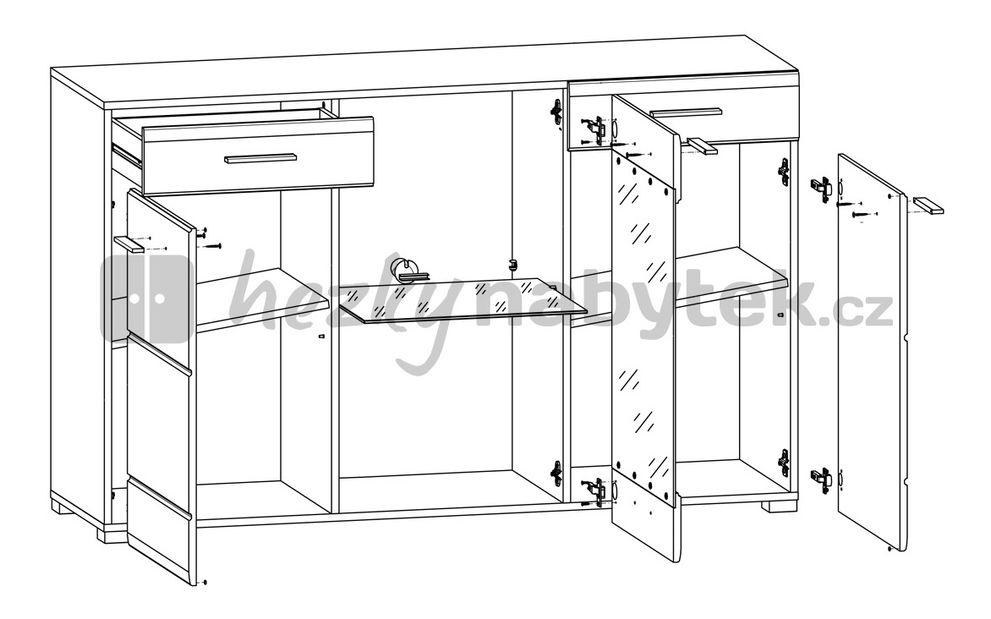 Vitrína BRW Voucher KOM1W2D2S/9/15