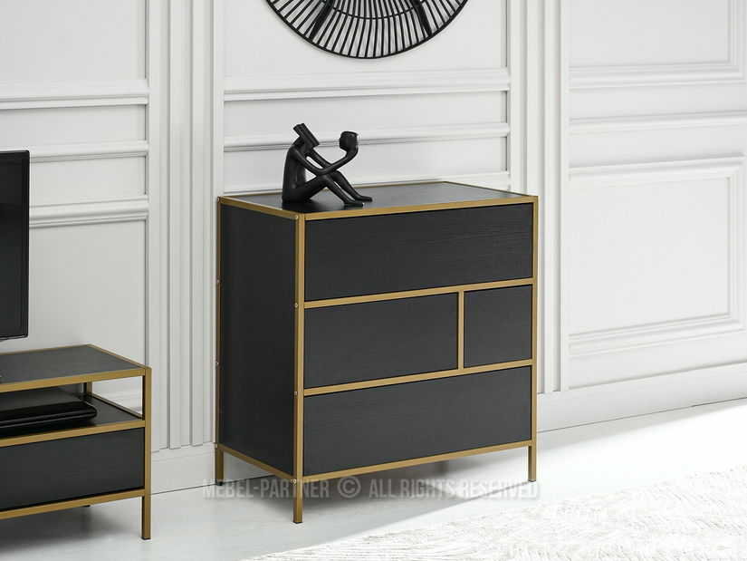 Komoda Soren Kom (černé dřevo + zlatá)