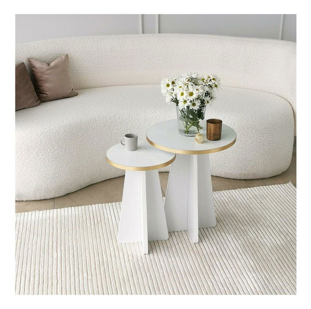 Set 2ks. konferenčních stolků Kabivo 1 (zlatá + bílá)