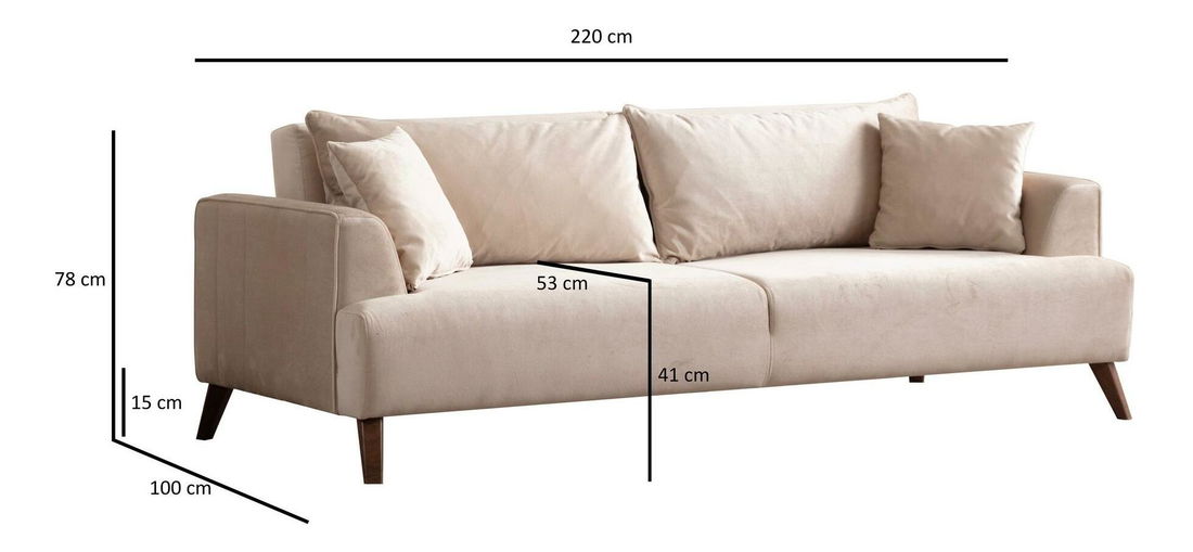 Pohovka trojsedačka Beharona (ecru + ořech)