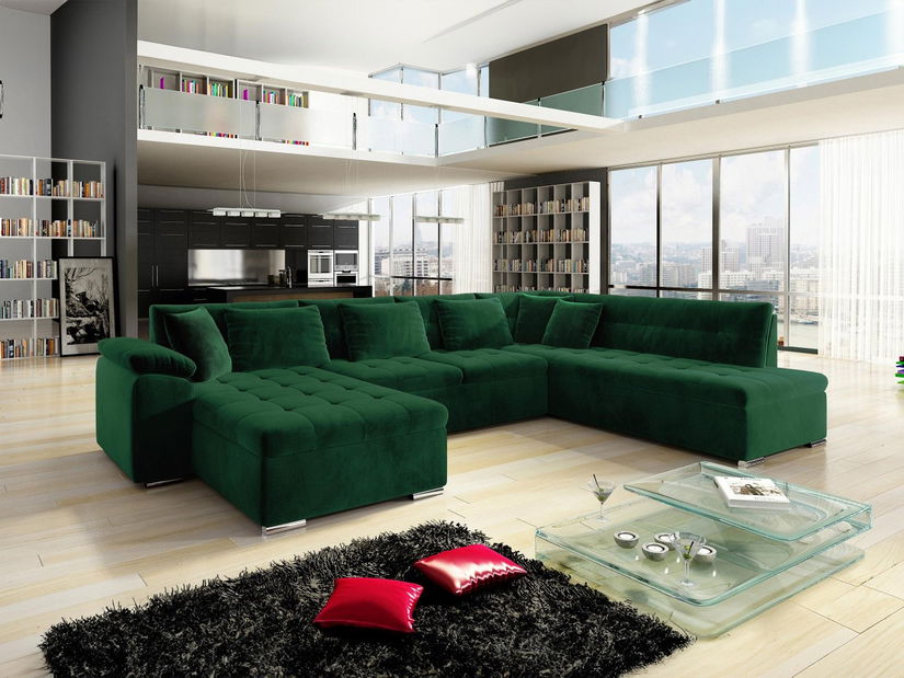 Rohová sedací souprava Talia (tmavě zelená)