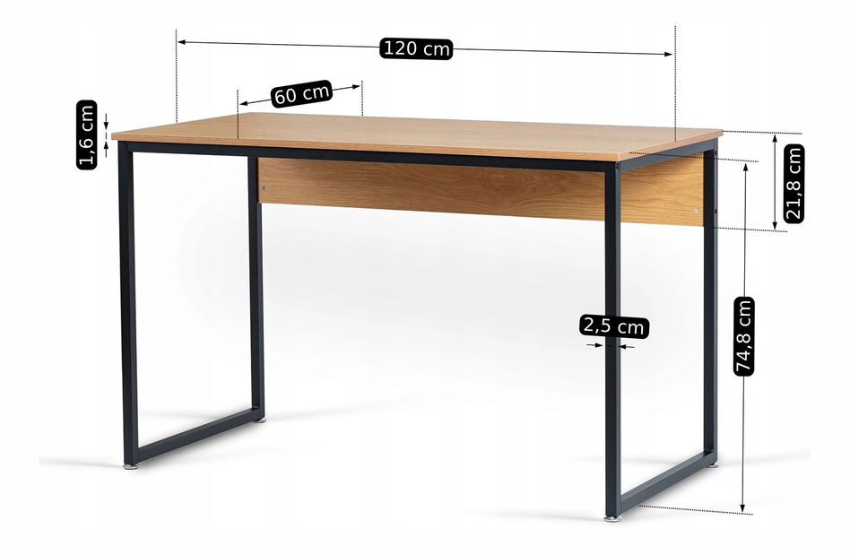 Psací stolek Regular (dub zlatý + černá)