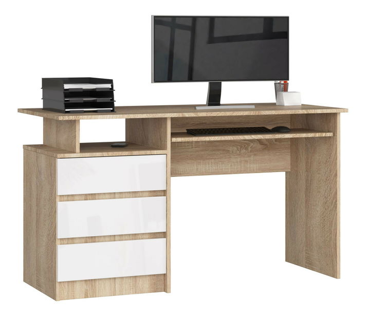 PC stolek Bronte (dub sonoma + bílý lesk)