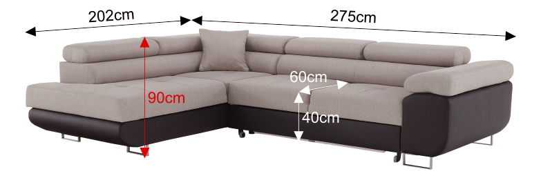 Rohová sedací souprava Afton (hnědá + béžová) (L)