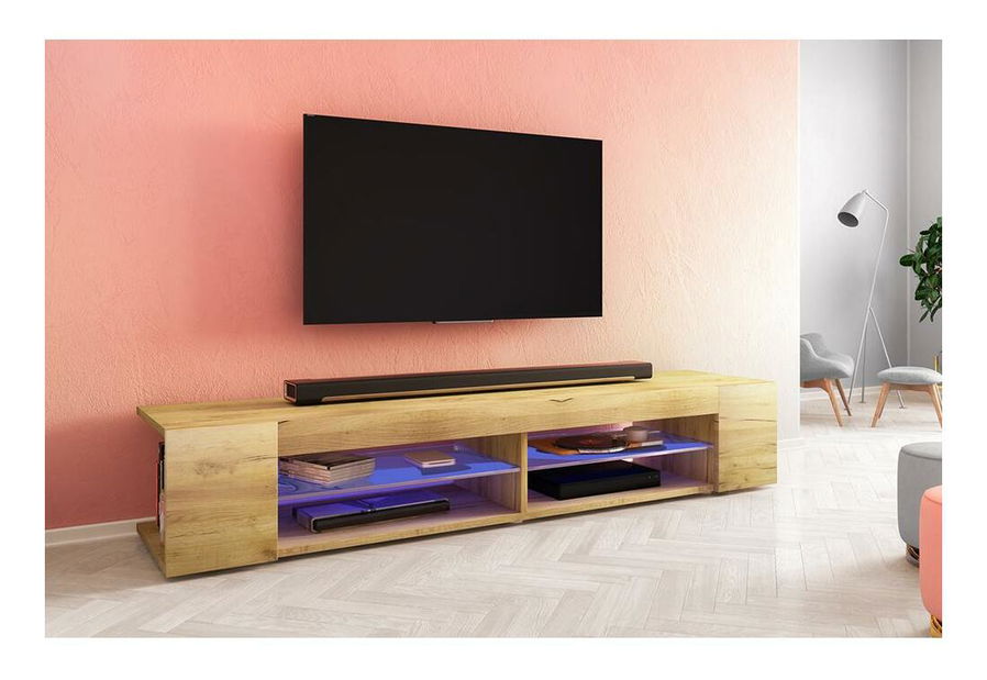 TV skříňka/stolek Monty 180 (s osvětlením) (dub wotan)