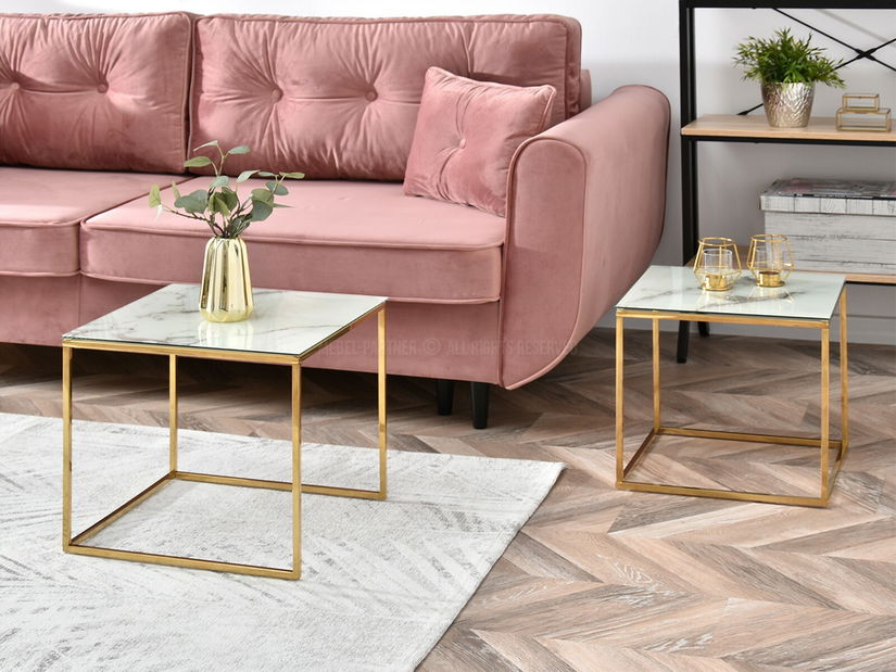 Konferenční stolek Prana Law (bílá + zlatá)