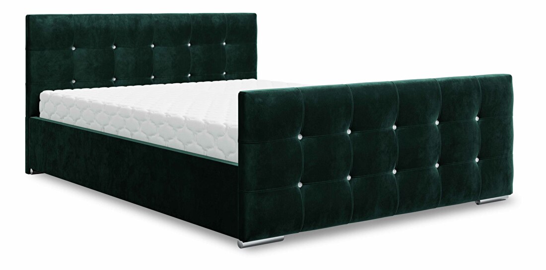 Manželská postel 180 cm Darrin (tmavě zelená) (s roštem a úložným prostorem)