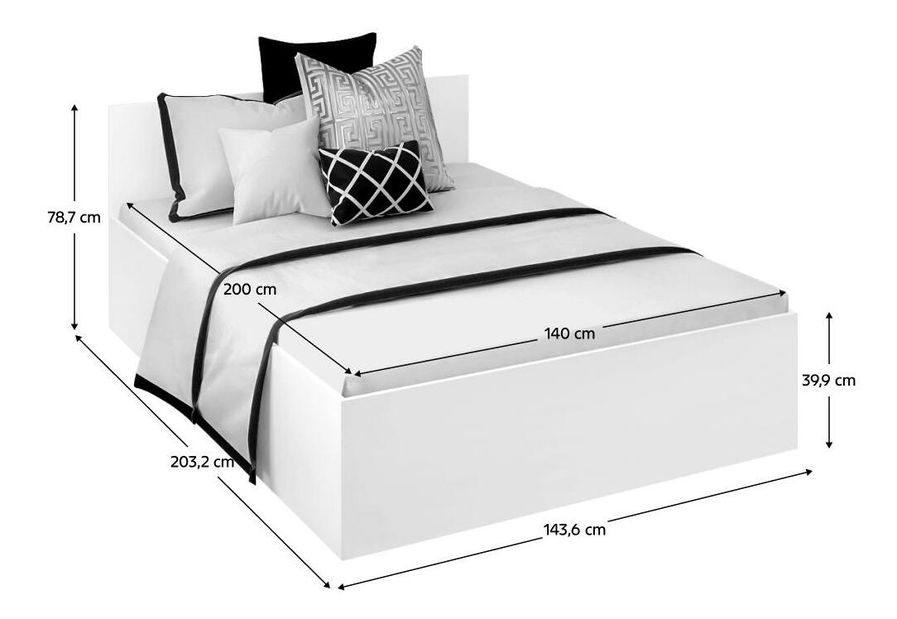 Manželská postel 140 cm Discutibles (bílá) (s roštem) (s úl. prostorem)