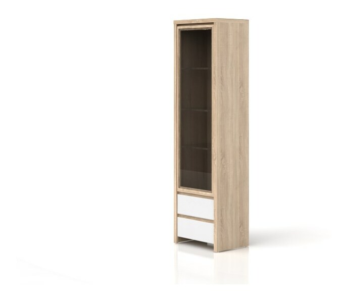 Vitrína BRW Kaspian REG1W2SL (L/P) (dub sonoma + lesk bílý)