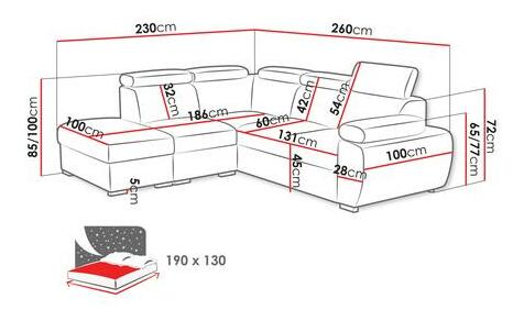 Rohová sedačka Gozo 2RR1P (hnědá) (s úl. prostorem) (L)