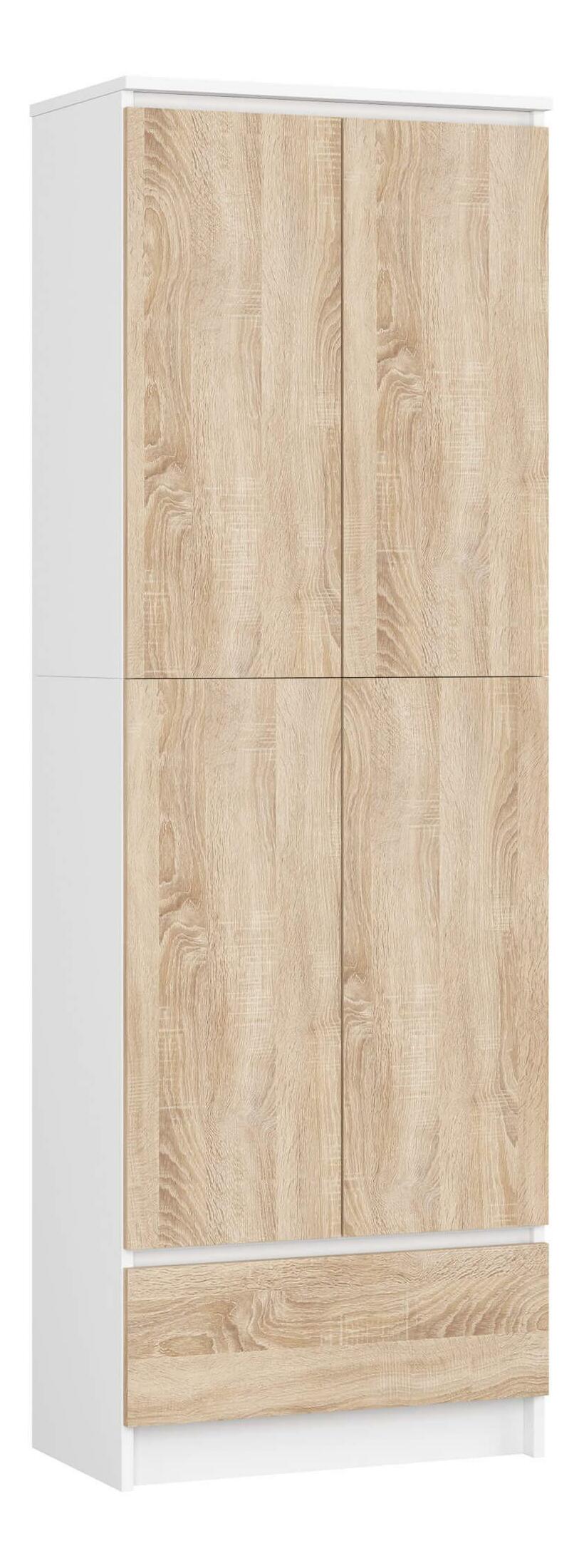 Policová skříň Renzo (bílá + dub sonoma)
