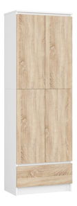 Policová skříň Renzo (bílá + dub sonoma)