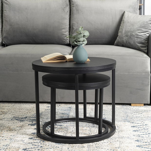 Set 2 konferenčních stolků Metacion (černá)